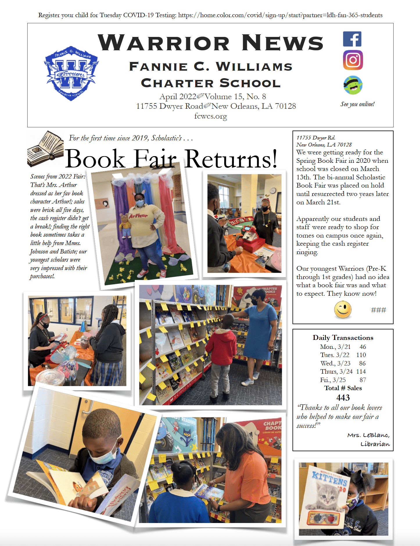 Warrior News Fannie C Williams Charter School